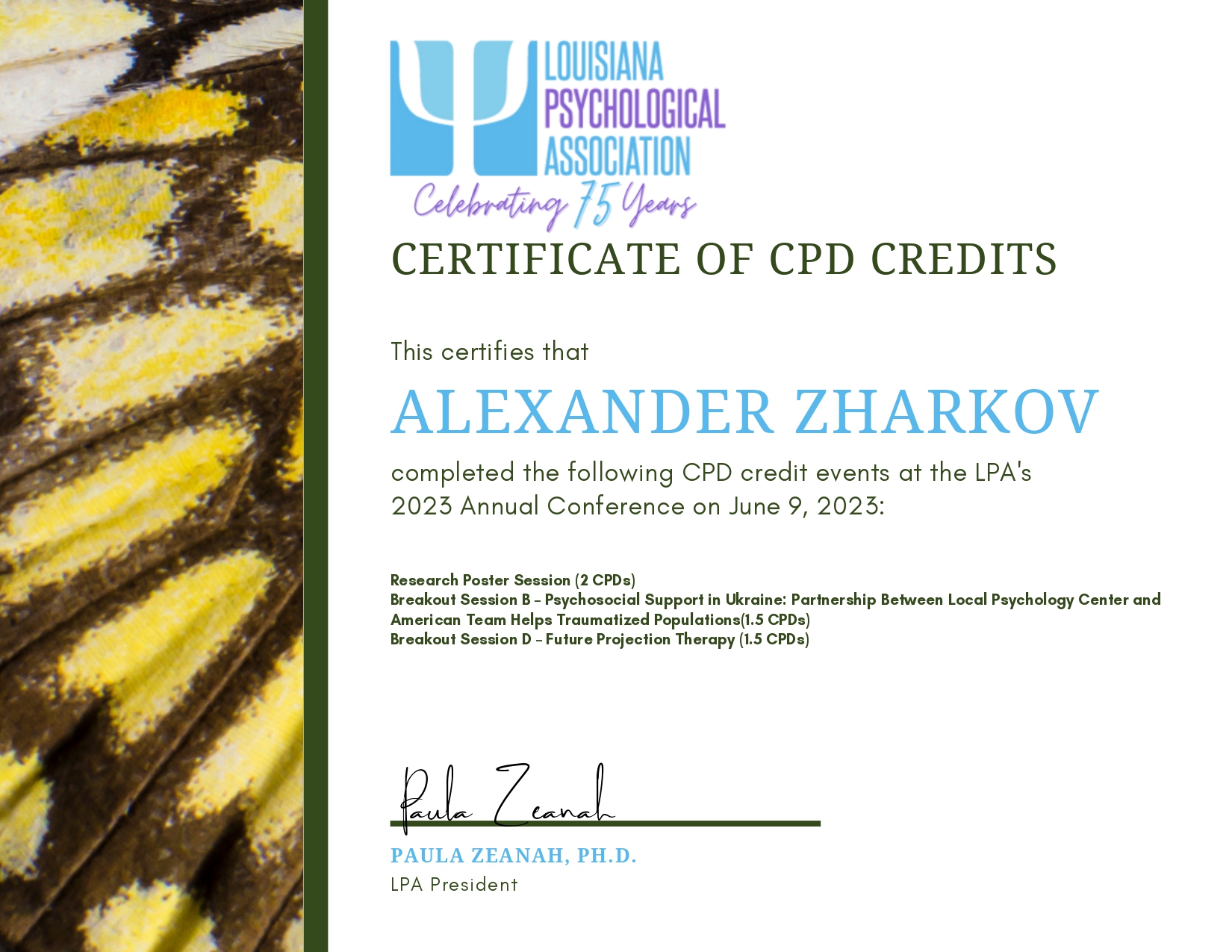 CPD Credit Certificate-Alexander Zharkov